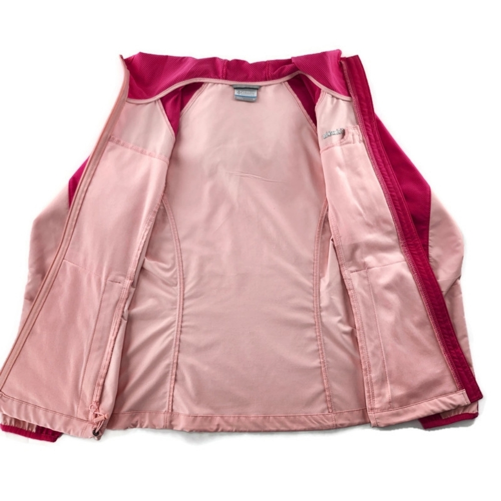 Columbia Light & Dark Pink Hooded Wind Water Resistant Softshell Stretch Jacket - Picture 6 of 11